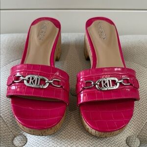 Lauren Ralph Lauren Fuchsia Mules with Silver Accent